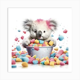 Koala Eating Candy Art Print