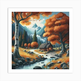 A peaceful, lively autumn landscape 1 Art Print