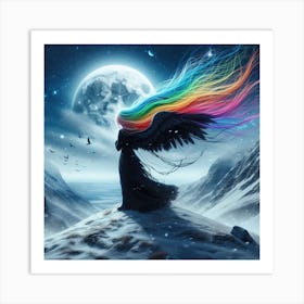 Angel With Rainbow Hair Art Print