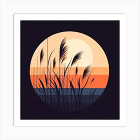 Sunset Over Reeds Art Print