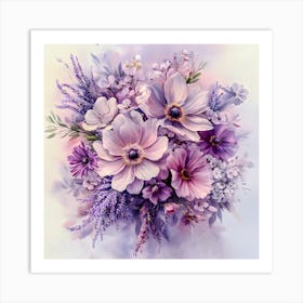 Lavender Bloom: Pastel Floral Art Print, Watercolor-Inspired Botanical Decor Art Print