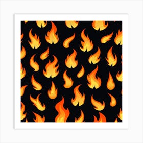 Flames On Black Background 12 Art Print