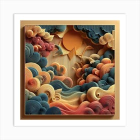 3d Paper Art abstract painting Art Print