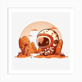 Astronaut Planet Cartoon Mars Nasa Art Print