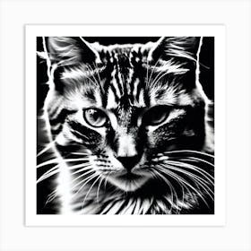 Black And White Cat 4 Art Print