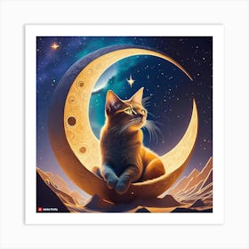 Firefly Cat In The Moon 41444 Art Print