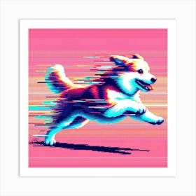 Glitch dog, Glitch art Art Print