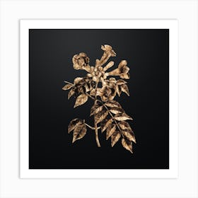 Gold Botanical Trumpet Vine on Wrought Iron Black n.0007 Art Print