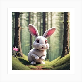 Rabbit In The Forest Art Print