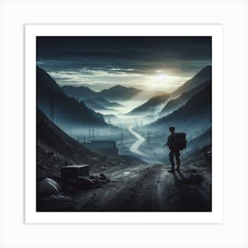 Soldier In The Mountains Art Print