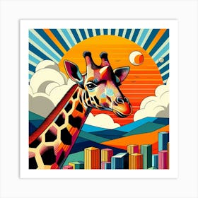 Giraffe In The City Art Print