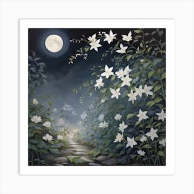 Moonlight In The Garden Art Print