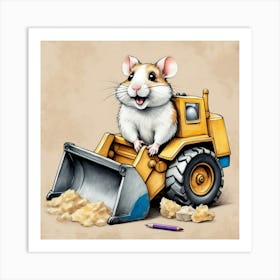 Hamster In A Bulldozer 3 Art Print