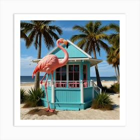 Default Flamingo Beach House Art 0 Art Print