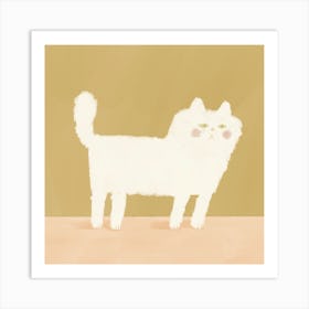Neutral White Cat Square Art Print