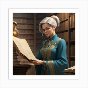 The Elderly Lady Librarian 041 Art Print