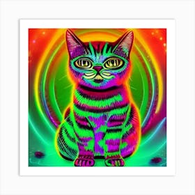 Psychedelic Cat 5 Art Print