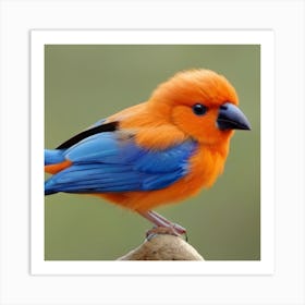 Blue And Orange Bird Art Print