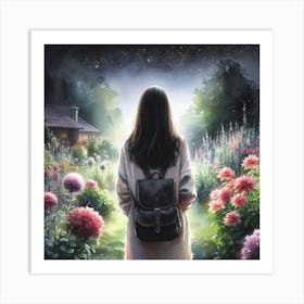 Girl In The Garden 1 Art Print