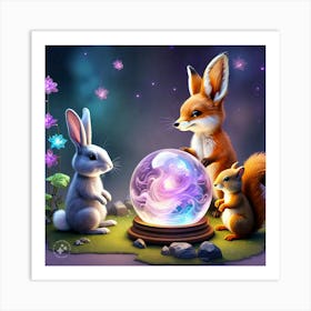 Playing Rabbits Art Print