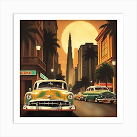 Vintage Cars On The Street Art Print