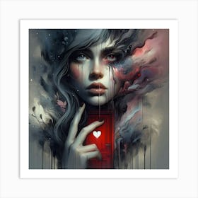 Girl With A Heart Art Print