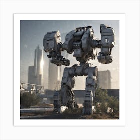 Robot In A City Art Print