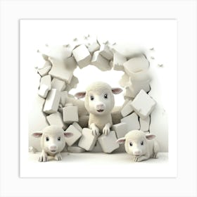 Sheep Through A Hole Art Print