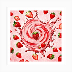 Strawberry splash 5 Art Print