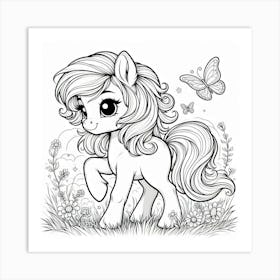 Line Art pony 2 Art Print