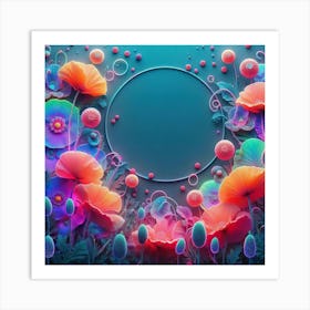 3d Poppy Flower Background Art Print