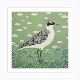 Ohara Koson Inspired Bird Painting Grey Plover 3 Square Art Print