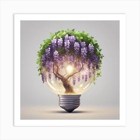 Wisteria tree inside of Bulb light Art Print