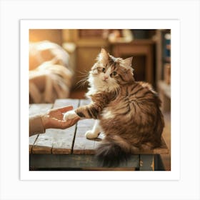 Cat Sitting On A Table Art Print