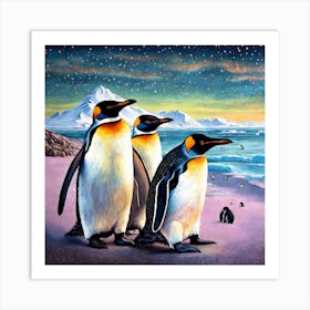 Colony of penguins 1 Art Print