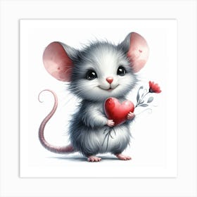 Mouse cub Valentine's day 3 Art Print