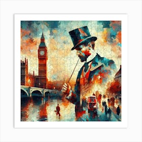 Abstract Puzzle Art English gentleman in London 4 Art Print