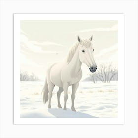 White Horse In The Snow 10 Art Print