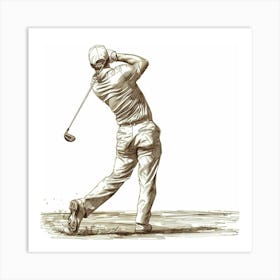 A Golfer Teeing Off Hand Drawn Sketch Illustrati 1718673068 4 Art Print