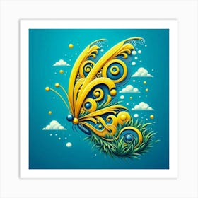 Yellow Butterfly Art 3 Art Print