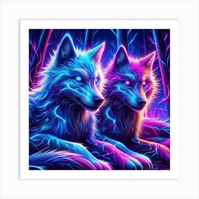 Cosmic Electric Wolves 5 Art Print