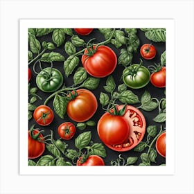 Seamless Pattern With Tomatoes 1 Art Print