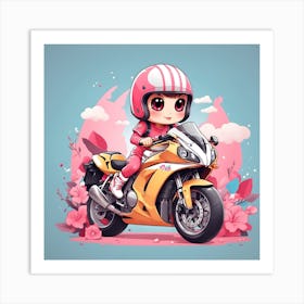 Girl Riding A Motorcycle Art Print