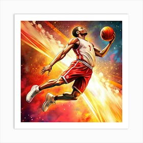 Basketball Player Dunking Art Print