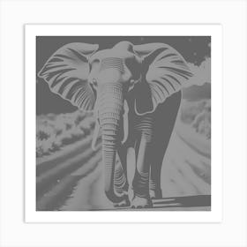 Elephant Walking Down The Road, 1261 Art Print