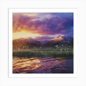 Sunset Over Lake 2 Art Print