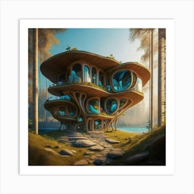 Huge colorful futuristic house design with vibrant details 6 Art Print