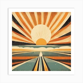 Sunset Over The Ocean Art Print