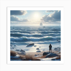 Ship In The Sea Art Print