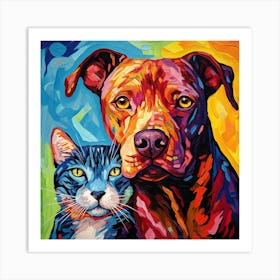 Dog And Cat Painting 7 Art Print